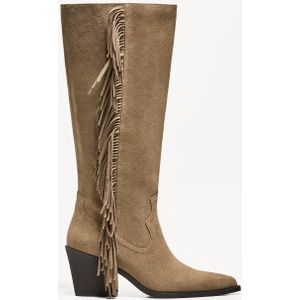 Bershka Gehakte Leren Cowboylaarzen Met Kwastjes Dames 37 Zand