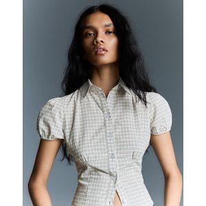 Bershka Blouse Met Korte Mouw Dames S Ecru