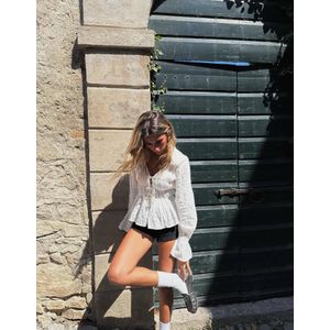 Bershka Rustieke Blouse Met Plooi Dames M Wit