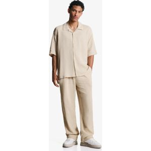 Bershka Wide Leg Crêpe Broek Heren M Zand