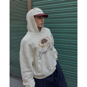 Bershka Hoodie Met Geborduurde Print Heren S Ecru