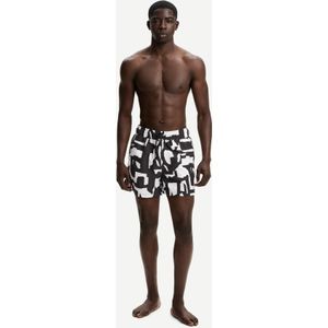 Bershka Boxy Fit Zwembroek Met Print Heren M Grijs