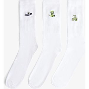 Bershka 3-Pack Geborduurde Sokken Heren M Wit