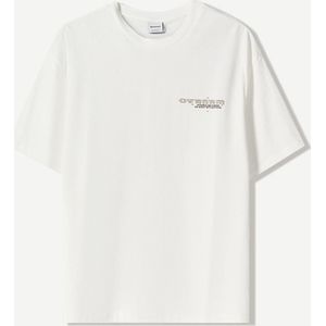Bershka T-Shirt Met Print En Korte Mouw Heren L Gebroken Wit