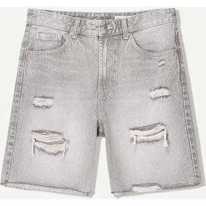 Bershka Gescheurde Denim Bermuda Heren 36 Grijs