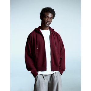 Bershka Capuchonsweater Met Rits Heren Xl Granaat