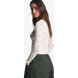 Bershka Vest Met Pointelle Print Dames Xxs Ecru