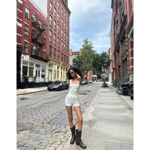 Bershka Top Met Bandjes En Multi-Strepen Dames S Ecru