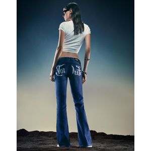 Bershka Bootcut Jeans Met Von Dutch-Borduursel Dames 42 Gewassen Blauw
