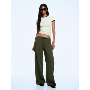 Bershka Rustieke Broek Wide Leg Dames 42 Groen