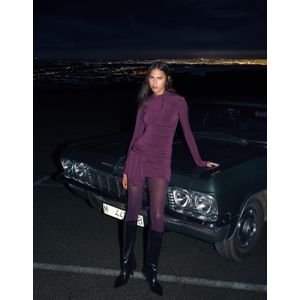 Bershka Mini-Jurk Met Bloemen En Plooien Dames Xs Paars