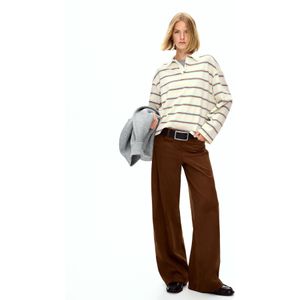 Bershka T-Shirt Met Lange Mouw En Polokraag Dames Xs Ecru