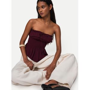 Bershka Bandeau Met Structuur En Volant Dames Xs Paars