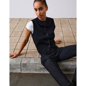 Bershka Tricot Spencer Met Knopen Dames M Zwart