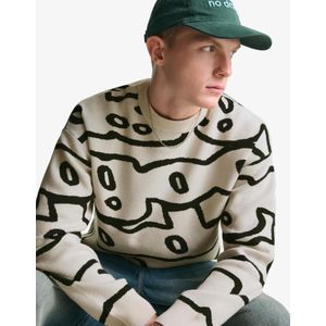 Bershka Trui Met Print Heren M Gebroken Wit