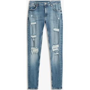 Bershka Superskinny Jeans Met Scheuren Heren 36 Gewassen Blauw