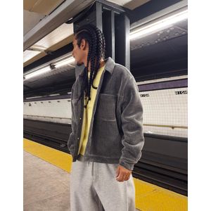 Bershka Boxy Jack Met Synthetisch Teddyeffect Heren L Donkergrijs