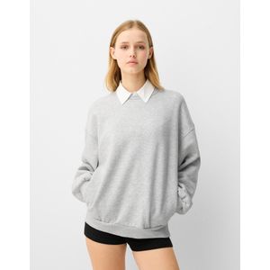 Bershka Oversized Sweater Met Zakken Op De Zijkant Dames S Grijs