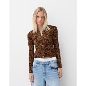 Bershka Vest Met Dierenprint Dames M Bruin