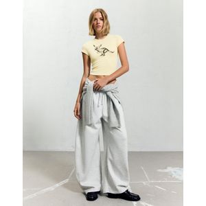 Bershka T-Shirt Met Print En Korte Mouw Dames M Geel