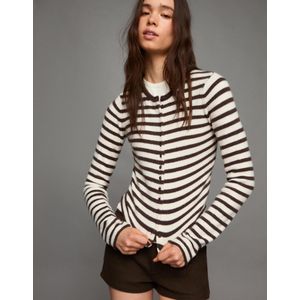 Bershka Gestreepte Tricot Vest Dames M Bruin