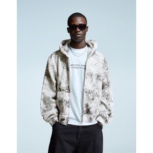 Bershka Geprinte Sweater Met Rits Heren Xl Grijs