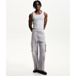 Bershka Baggy Cargo Jeans Heren 32 Grijs