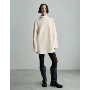 Bershka Zachte Mini-Jurk Met Wijde Mouwen Dames M Ecru