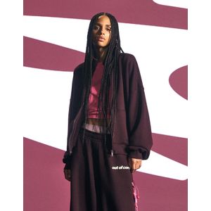 Bershka Out Of Core Sweater Met Rits Dames Xs-S Bordeaux