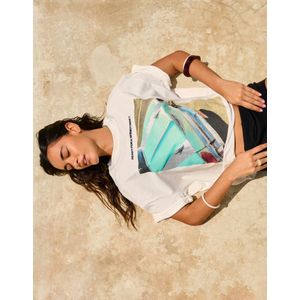 Bershka T-Shirt Met Print En Korte Mouw Dames Xs Gebroken Wit