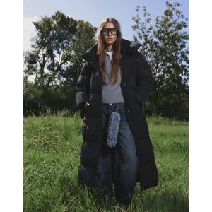 Bershka Lange Waterdichte Jas Met Capuchon Dames Xs Zwart