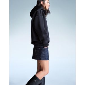 Bershka Oversized Sweater Met Rits En Neopreen Effect Dames Xs Zwart