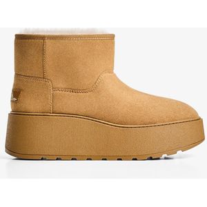 Bershka Enkellaarsjes Met Plateauzool En Kunstbonten Voering Dames 40 Kameel