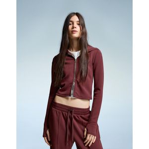 Bershka Hoodie Met Rits Van Een Zachte Modalmix Dames L Bordeaux