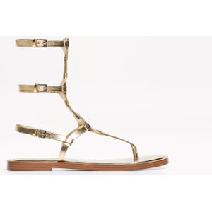 Bershka Platte Open Sandaal Met Gespen Dames 40 Goud