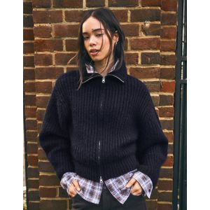 Bershka Vest Met Opstaande Kraag En Rits Dames S Blauw