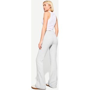 Bershka Flared Broek Met Geribbelde Taille Dames M Grijs
