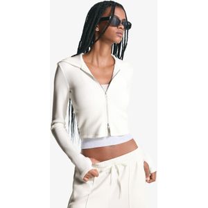 Bershka Hoodie Met Rits Van Een Zachte Modalmix Dames M Ecru