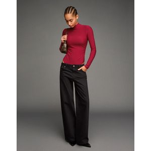 Bershka Body Met Opstaande Kraag En Lange Mouw Dames S Rood