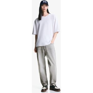 Bershka Toelopende Loose Fit Jeans Heren 36 Grijs