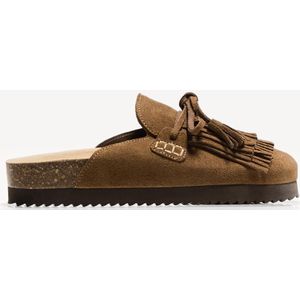 Bershka Platte Leren Clogs Met Kwastjes Dames 36 Geroosterd