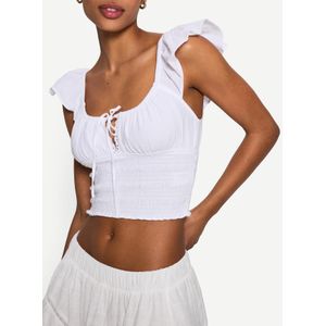 Bershka Rustieke Top Met Plooi Dames Xs Wit