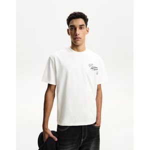 Bershka Auto's T-Shirt Met Korte Mouw Heren S Wit