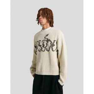Bershka Trui Met Print Heren Xs Gebroken Wit