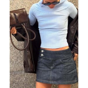 Bershka Denim Broekrok Dames 34 Marineblau