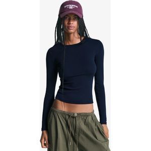 Bershka Top Met Lange Mouwen Dames Xxs Marineblau