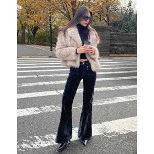 Bershka Klokkende Jeans Flock Dames 34 Bruin