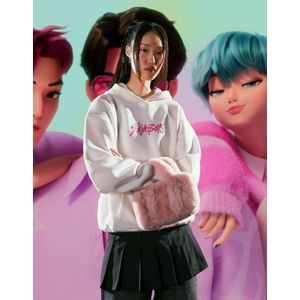 Bershka Kpop Demon Hunters Huntr/X Sweatshirt Met Capuchonprint Dames Xs Ecru