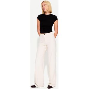 Bershka Wide Leg Broek Dames 34 Ecru
