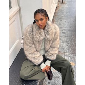 Bershka Jack Van Imitatiebont Met Rits Dames S Grijs